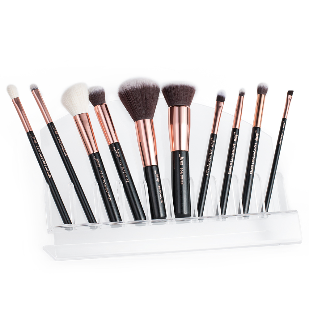 

Jessup brushes Black Rose Gold Professional Makeup Brushes Set Make up Brush Tools kit Foundation Powder Buffer Cheek Shader 2010