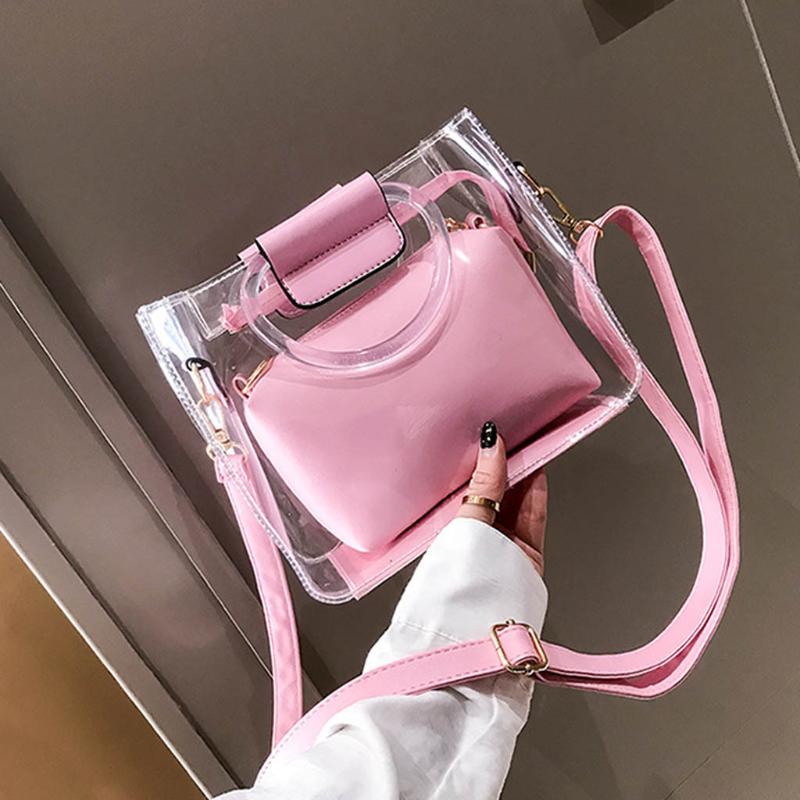 

Retro Pattern Women Messenger Handbags Jelly Transparent PU Leather Street Casual Solid Zipper Shoulder Bags Bolsa Mujer 2021, Black