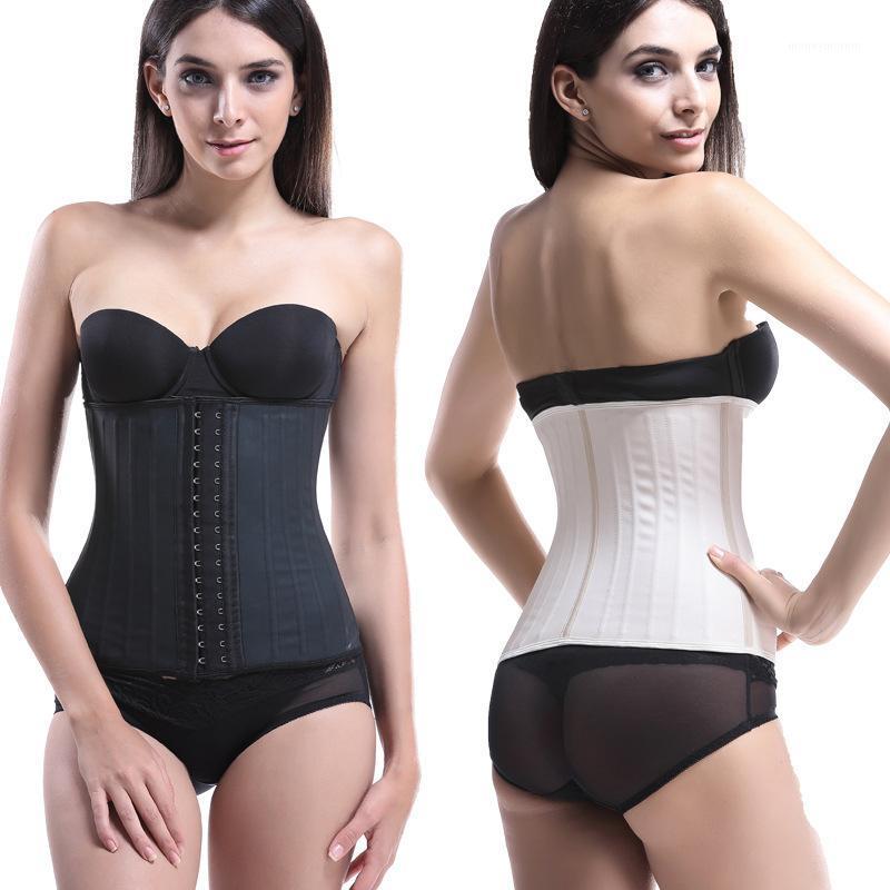 

Shinning Latex Waist Trainer 25 Spiral Steel Boned Black Cream Waist Slimming Cincher 3 Hooks And Eyes Corset Underwear Corselet1