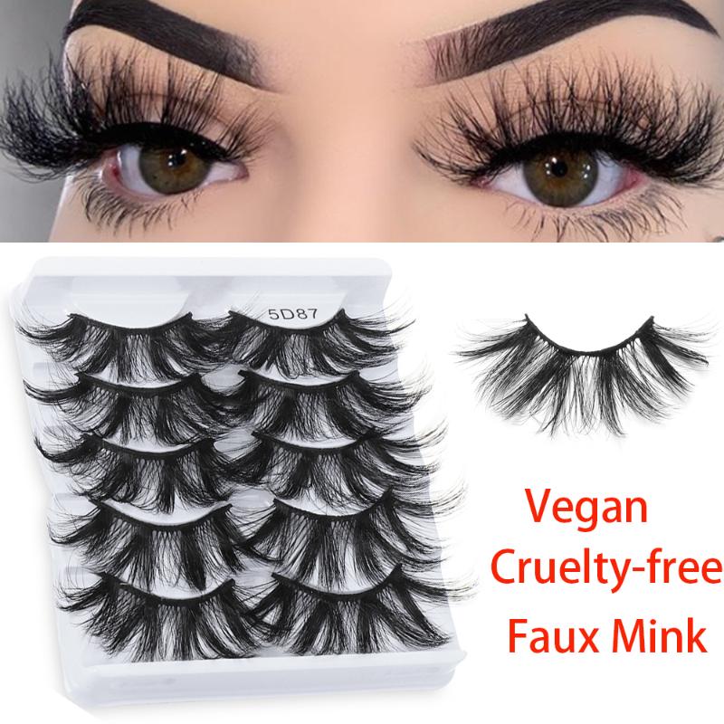 

5 Pairs 22MM False Eyelash 5D Faux Mink Long Dramatic Lashes Soft Wispies Fluffy Handmade Fake Eyelashes Extension Makeup Tools