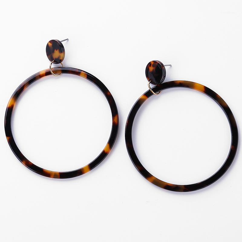 

Vintage Earrings for Women Tortoiseshell Geometric Leopard Print Acetate Hoop Earrings Big Circle Long Brincos Fashion Jewelry1