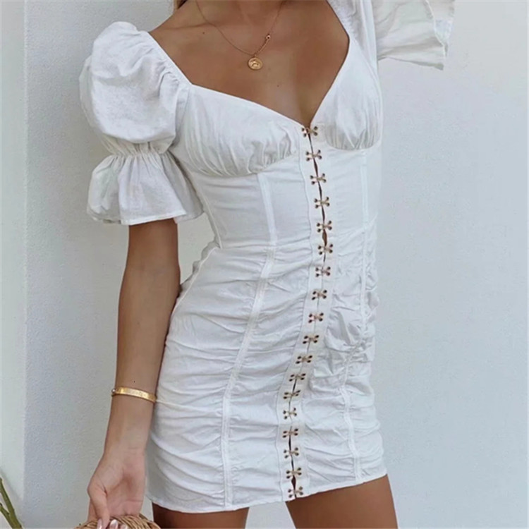

2021 New the Spring 6798 Vintage French Hubble-bubble Sleeve Cultivate Morality Brought Single-breasted White Bkfl