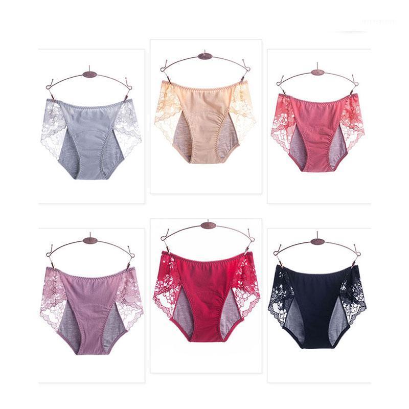 

New Cotton Physiological Period Leak Proof Menstrual Panties Sexy Lace Breathable Seamless Soft Fabric Women Underwear Breifs1, As picture