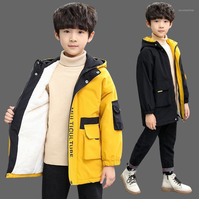 

2020 Autumn and Winter Children's Clothing New Boys' Casual Fleece and Thick Placket Letter Windbreaker Medium Big Children'1, Yellow