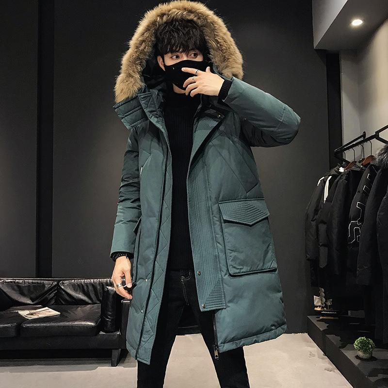 

Ins super hot money hooded down jacket in winter long hat fur coat in the new men thickening cross-border wholesale, Black
