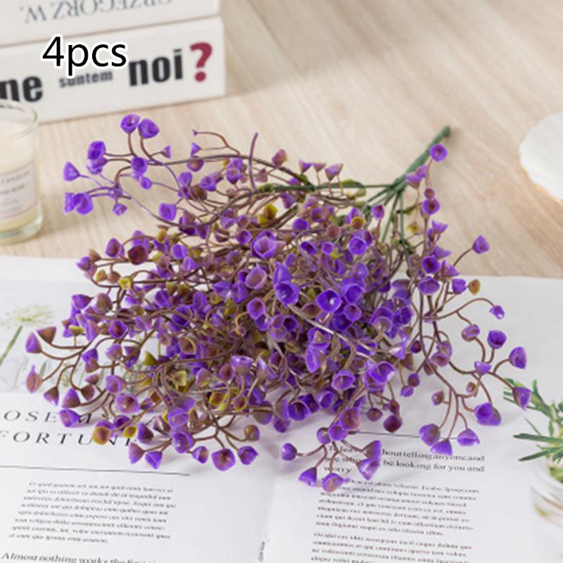 

4 Bundles Artificial Flowers Fake Outdoor Plants Faux Plastic Home Garden Decor Look Realistic Simulation, Purple