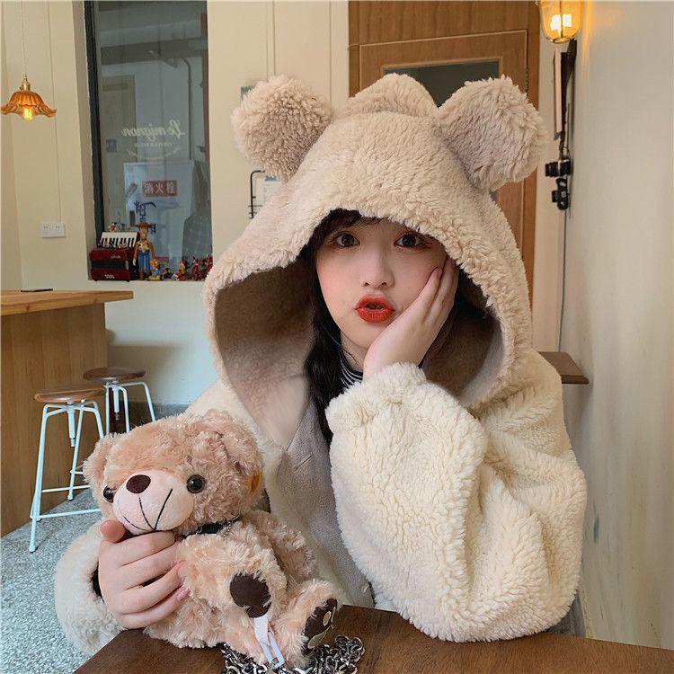 

2020 lambs Plush coat women' new winter student loose Korean cardigan top