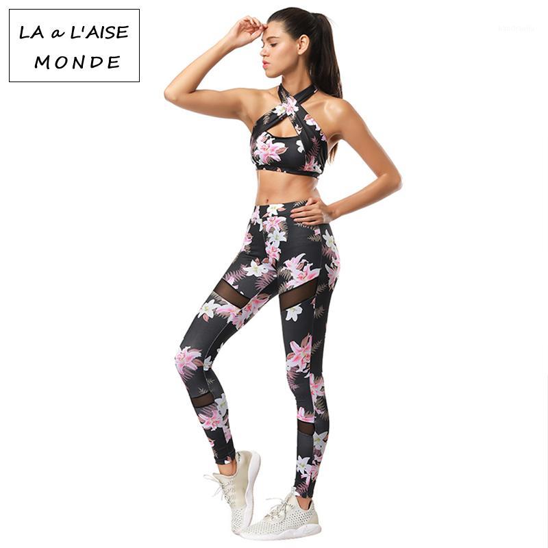 

Women Tracksuit Yoga Set Fitness Sport Suit Woman Sportswear Leggings Sports Bra Floral Gym Workout Jogging Kits Costumes1, As photo
