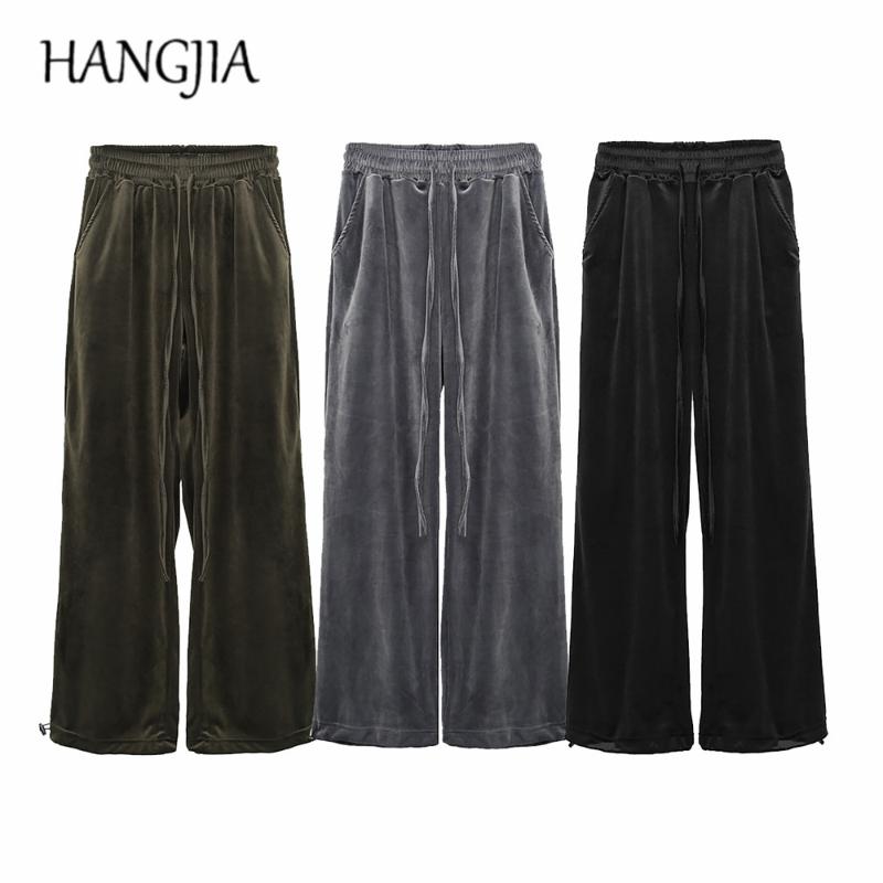 

Autumn and Winter Velour Wide Leg Pant Harajuku Streetwear Men Women Velvet Wide Leg Trousers Loose Casual Velvet Pants for Male, Black