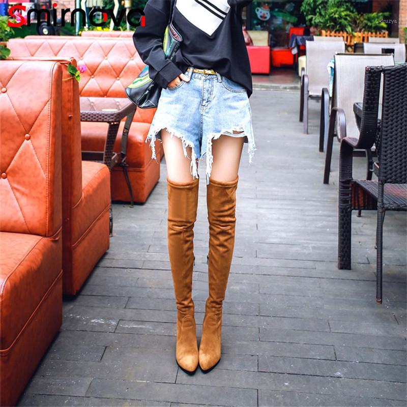 

Smirnova NEW fashion 2020 bowtie over the knee boots zipper long boots big size 32-43 thigh high ladies1, Beige