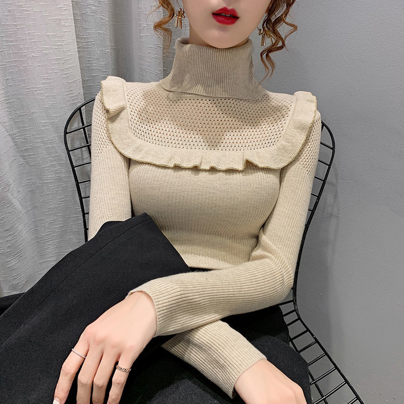 

2021 Autumn Winter New Style Women's Spandex Lapel and Wooden Ear Edge VLC9, White;black