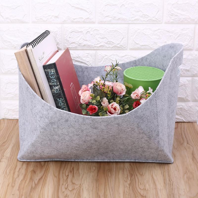 

Felt Storage Basket Portable Large Laundry Hamper Newspaper Magazine Toy Multi-u M68C, Dark grey