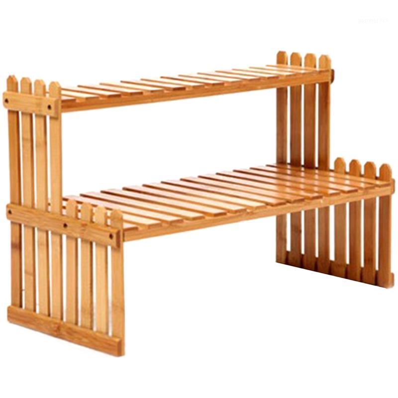 

2 Layers Bamboo Storage Rack Kitchen Spice Jar Bottle Seasoning Rack Decoration Organizer Shelf Home Desktop Racks1
