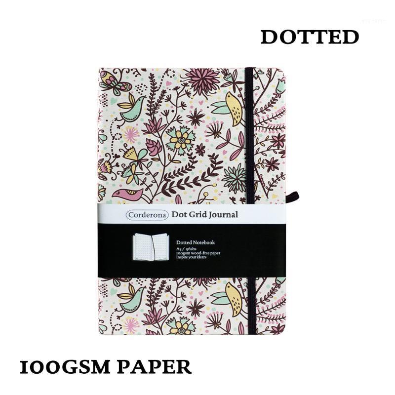 

A5 Floral Dotted Notebook Dot Grid Journal Hard Cover 100gsm Elastic Band Travel Planner Diary1