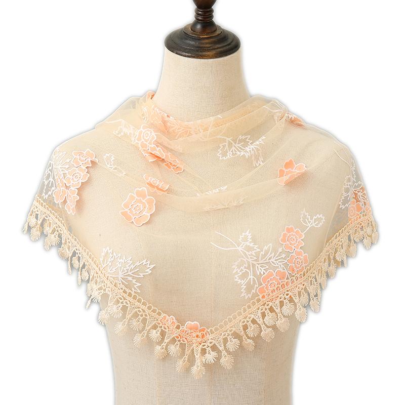 

2020 Women Scarf for Shawl Spanish Mantilla Lace Floral Veil Scarf Tassel Polyester Triangular Scarves Wedding Bandana