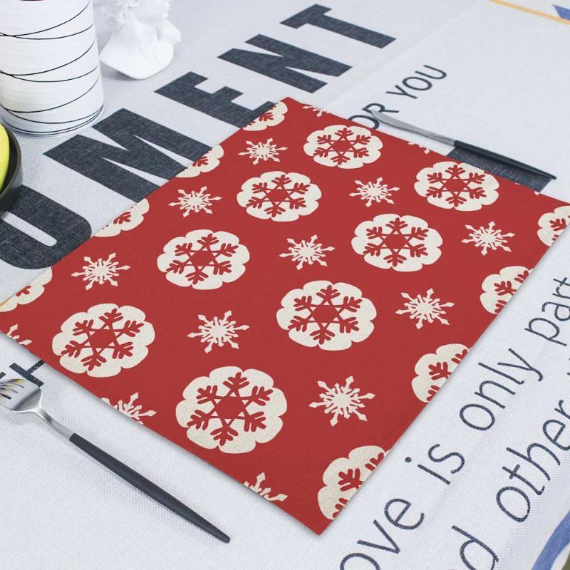 

Merry Christmas Bear Cup Mariage Home Dinner Linen Doily Happy for Home Elk Cotton Decorative Place Mats Mat for Hot1