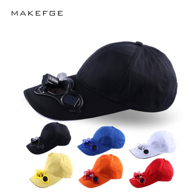 

6 panel Solar Power solar panel Fan snapback baseball cap hip hop hat snapback men women adjustable beach hat Sun visor, Black