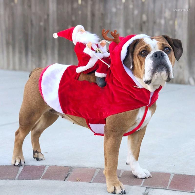 

Christmas Dog Clothes Santa Claus Riding A Deer Jacket Coat Pets Christmas Funny Apparel Outfits Costumes For Large Or Small Dog1, As pic