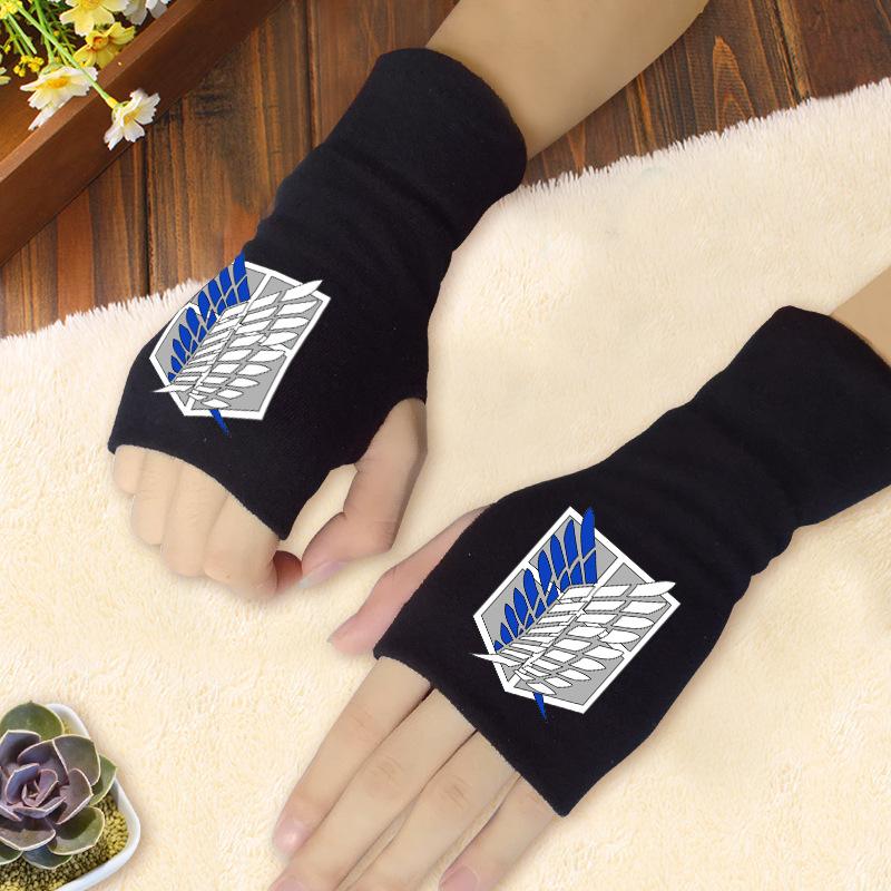 

2020 New Hot Sale Anime Attack on Titan Finger Cotton Warm Knitting Wrist Gloves Mitten Lovers Anime Accessories Cosplay