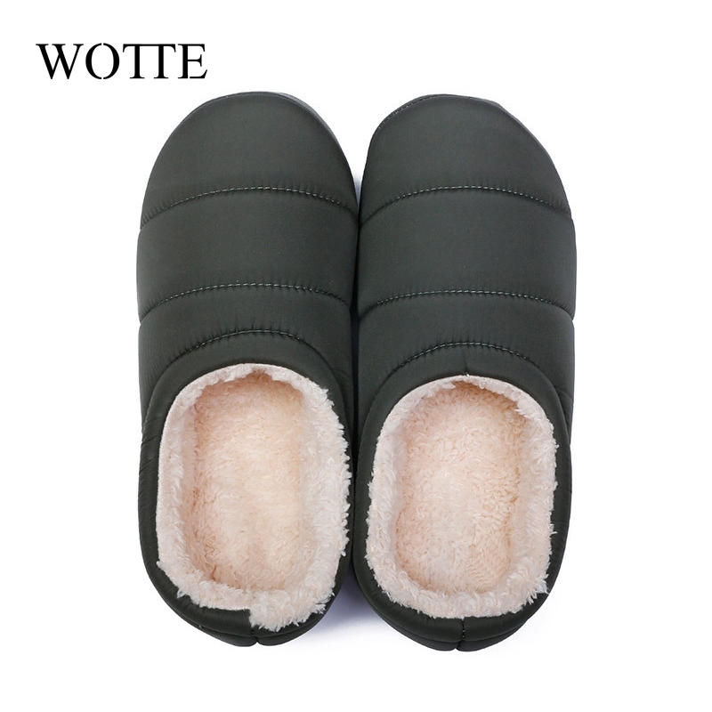 

Home Slippers Winter Man Slippers House Cotton Shoes Fleece Warm Anti-skid Man Slippers Plus Size High Quality 201203, Army green