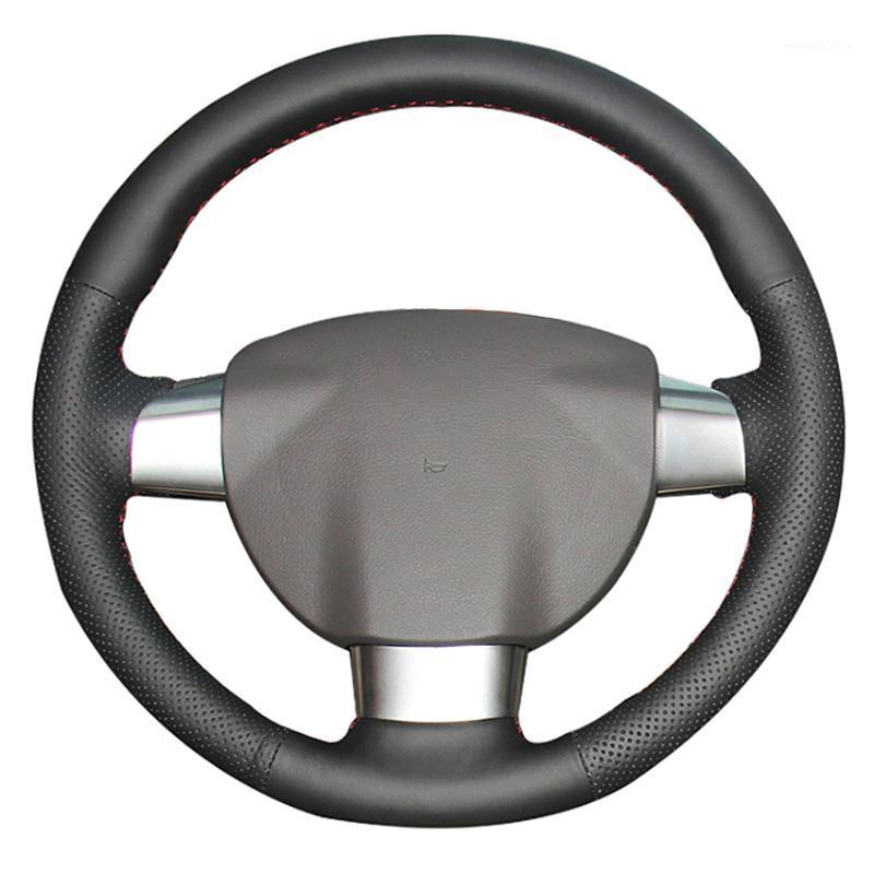 

Steering Wheel Covers Black Genuine Leather Hand-stitched Car Cover For Focus 2 2005-2011 (3-Spoke)