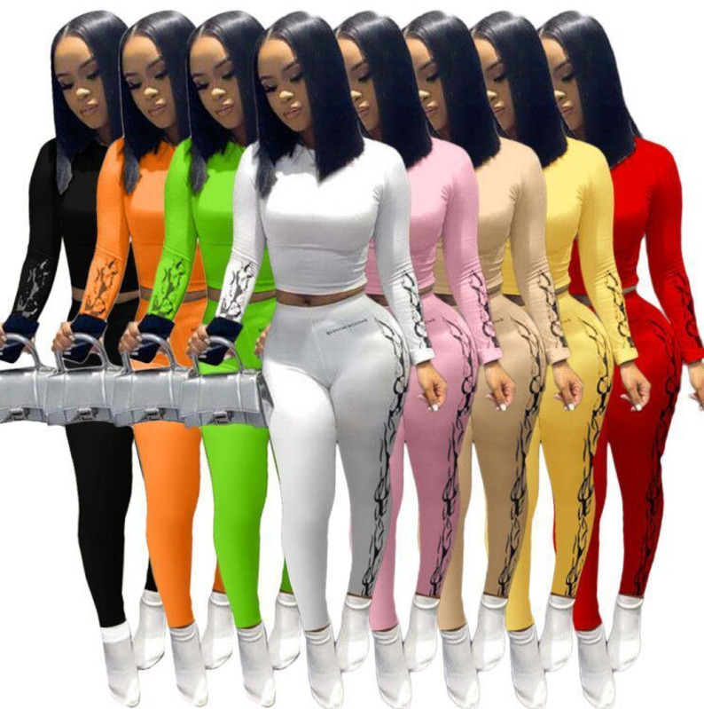 

Fashion tracksuits Women Long Two Piece Set Printed T Shirt Trousers Outfits Designer Sexy Vest Leggings Casual Jogging Clothing Plus Size, Yellow