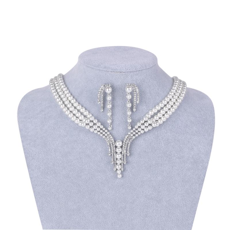 

HOWAWAY Pearl Bridal Jewelry Vintage Gold Fashion Wedding Jewelry Pearl Necklace for Bride Ornaments