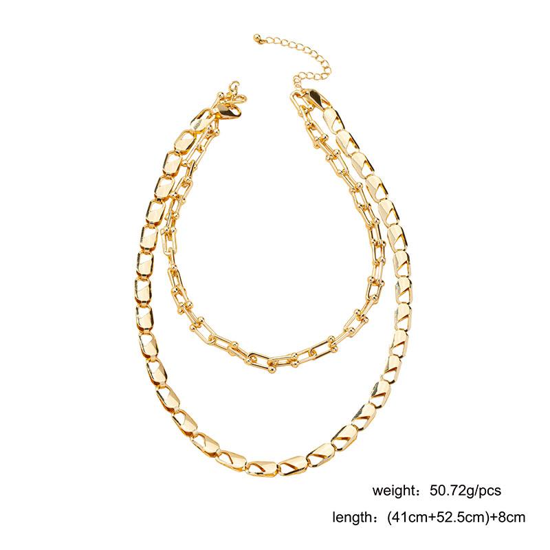 

Chokers 2021 Ins Gold Chain Double Layers Geometric Minimalist Minimalism Choker Necklaces Trendy Korean Fashion Chic Party Jewelry