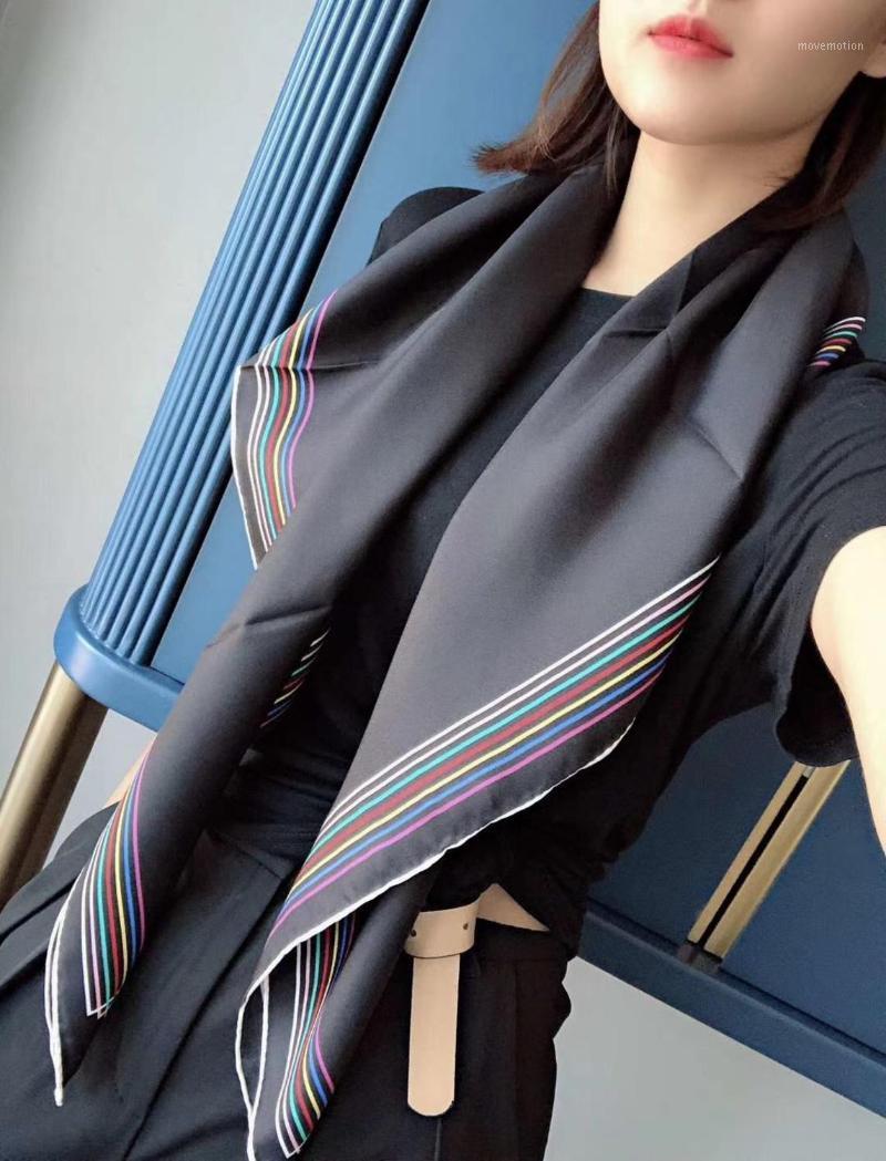 

2020 new arrival spring classic black pattern 100% pure silk scarf twill hand made roll 90*90 cm shawl wrap for women lady1