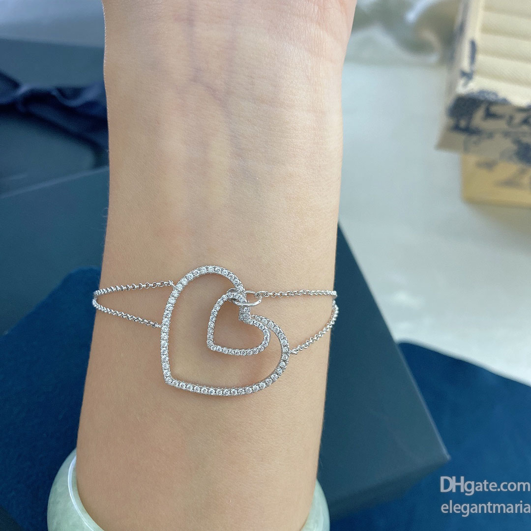 

Bangle Bracelet Love Double heart Designer watches Women Men couple fashion designer watche Top Quality Wedding Party Thanksgiving Day Valentine Jewelry Silver