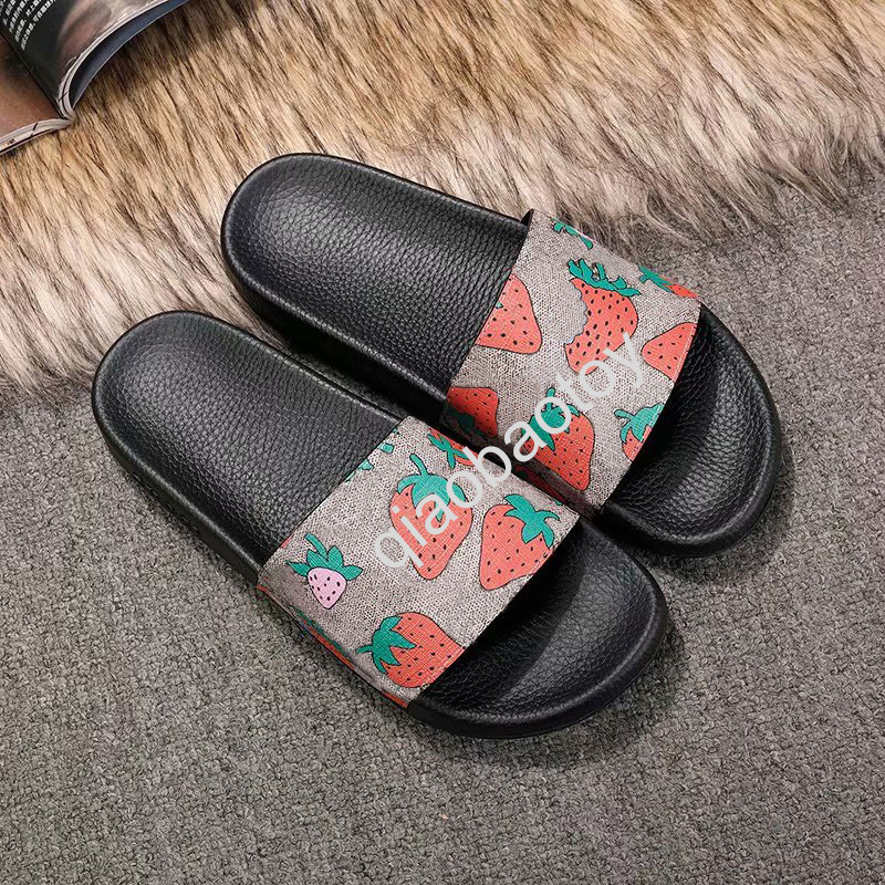 

Designer Rubber slide sandal Floral brocade men slipper Gear bottoms Flip Flops women striped Beach causal slippers with Box US5-11
