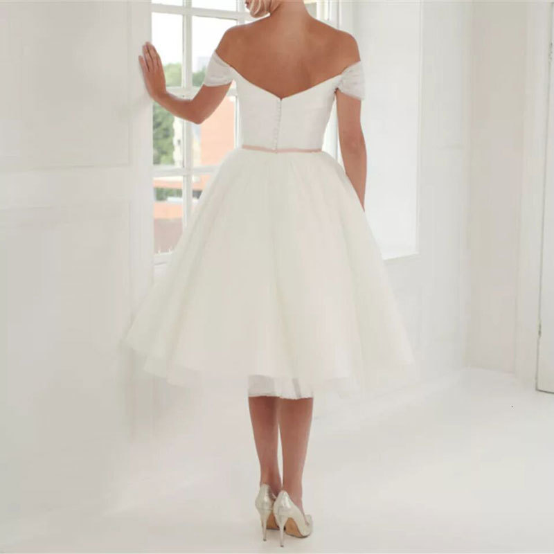 

2021 New Short Lace Dress Marriage Outside Shoulder Dressed Novia Robe From Mari e 75GL, Same as pictures