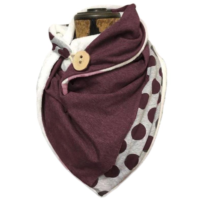

Women Winter Warm Large Neck Shawl Wrap Contrast Color Printing Button Scarf Bib Y1AC