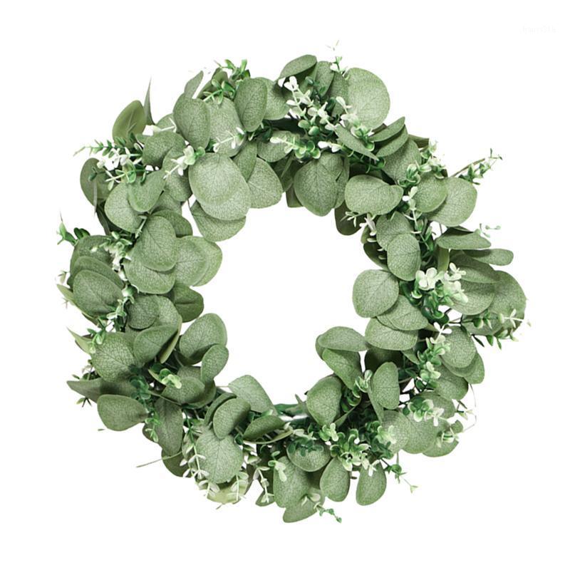 

1Pc Simulation Two-color Leaflet Eucalyptus Wreath Garland Fake Eucalyptus Leaves Garland Plant Wall Hanging for Wedding1