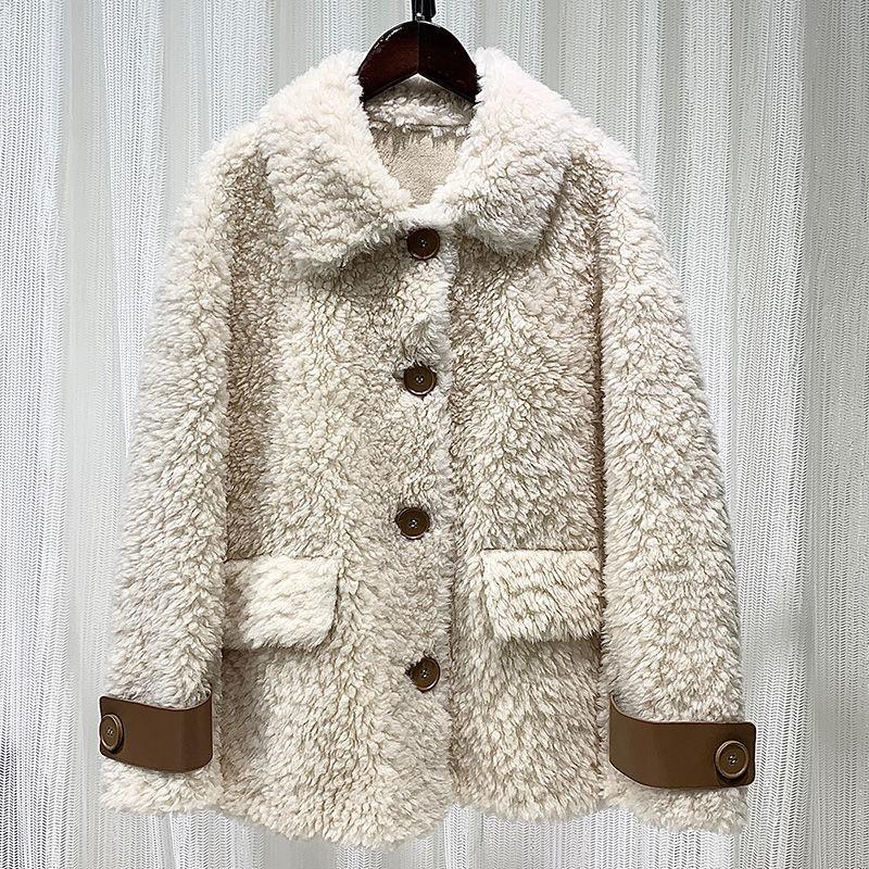 

Winter Women Genuine Wool Fur Coat Turn Down Collar Sheep Shearing Coat Lady Warm Fur Coats Jacket Fashion Parka Q260, Gong mi se