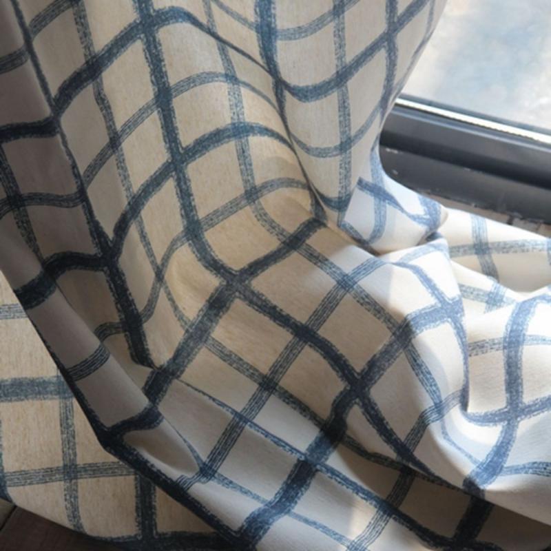 

Korean Style Curtains for Living Dining Room Bedroom Geometric Print Curtains Lattice Finished Product Customization, Curtain