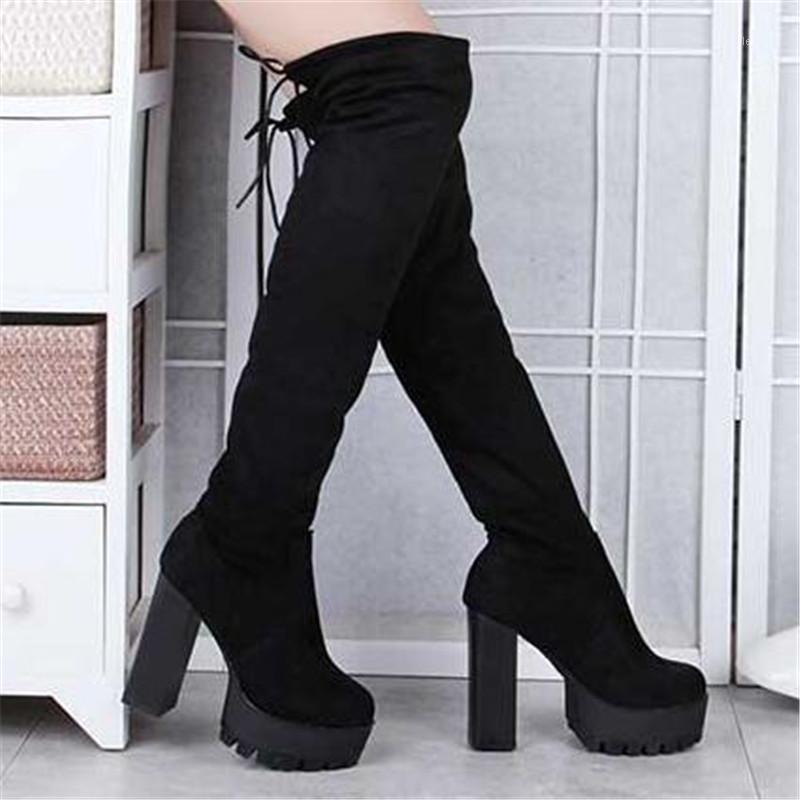 

New 2020 Fashion Over the Knee Boots Women Faux Suede Thigh High Boots Platform Stretch Slim Sexy Ladies Women's Winter1