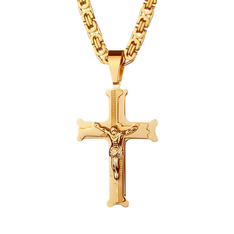 

Religious Stainless Steel Big Cross Necklaces & Pendants For Women/Men Gold Color Christian Fashion Jewelry Dropshipping