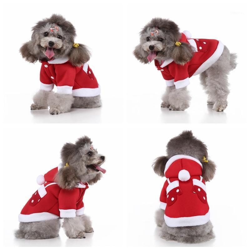 

Pet Dogs Autumn Winter Hoodie Red Santa Coat Christmas Festival Winter Coat Clothing For Small Medium Dog Pet Festival Outfit S1