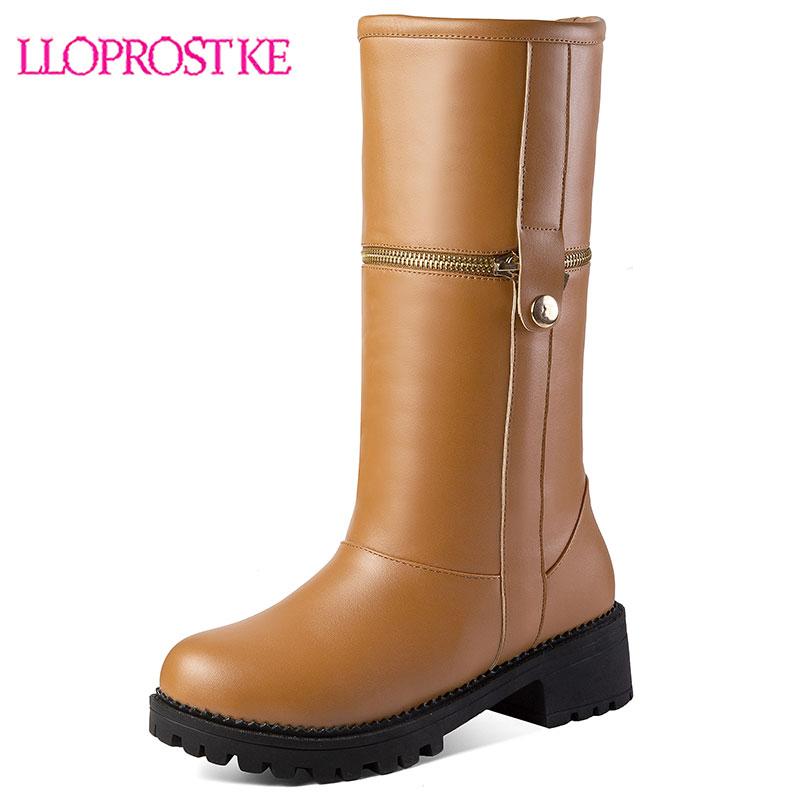 

Lloprost ke 2020 Fashion Womens Shoes Chunky Heel Red White Black Chain Zipper Designer Mid Long Winter Woman Boots Plus Size