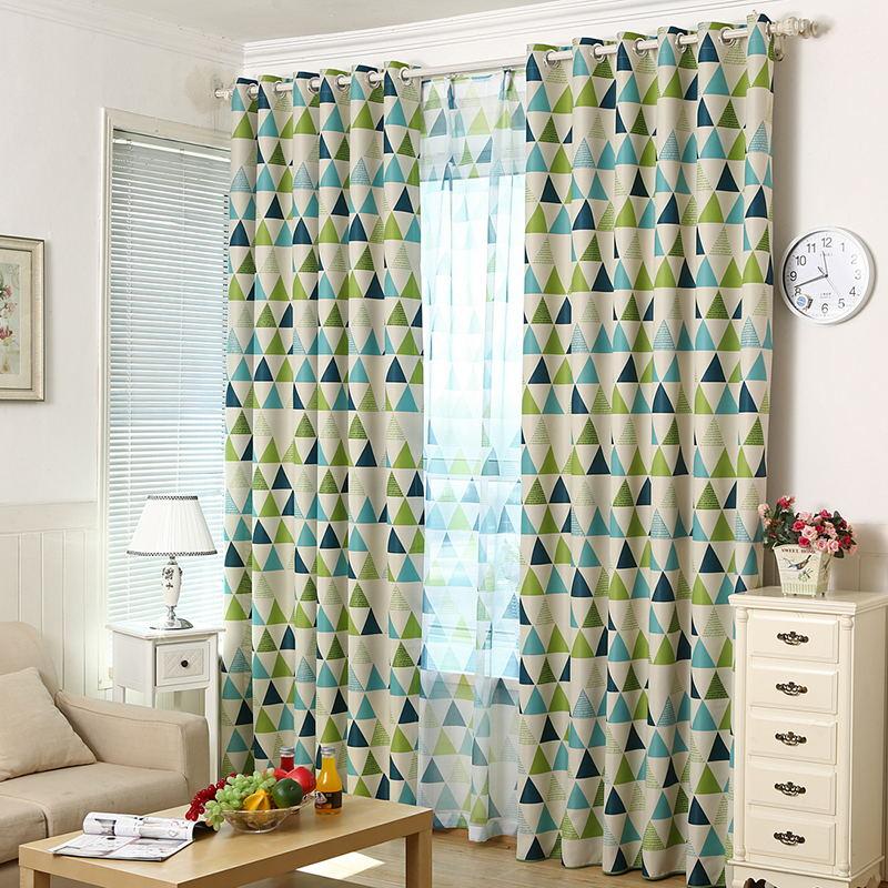 

New Modern Luxury Curtains for Living Room Bedroom Tulle Sheer Curtains Green BlueTriangle Blackout Kid Room Geometric 25, Sheer curtain
