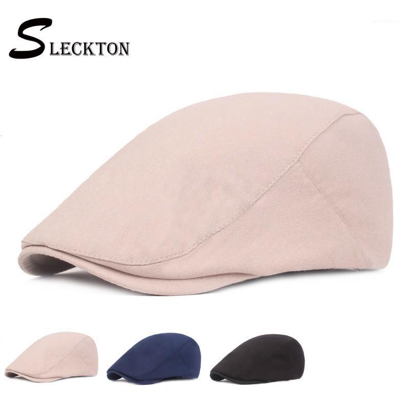 

SLECKTON Cotton Peaked Cap Womens Visor Beret Retro Flat Cap Baseball Newsboy Mens Hat French Hat Fashion Unisex Man1, Black