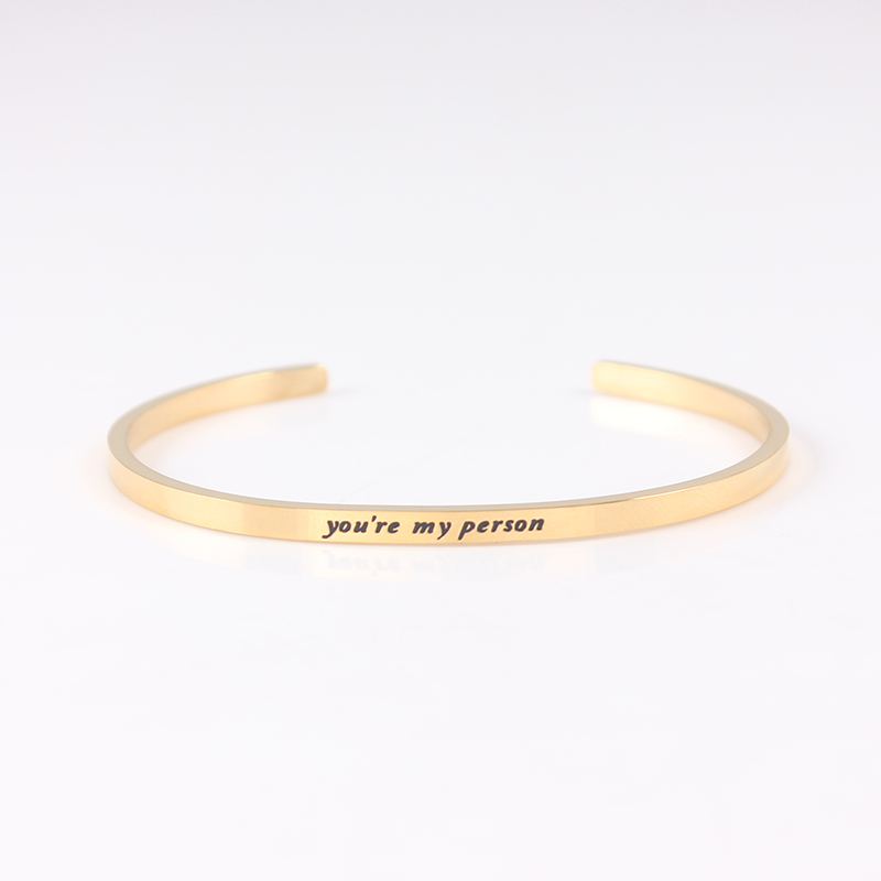 

YOU ARE MY PERSON Mantra Bracelet Stainless Steel Bar Engraved Positive Inspirational Quote Bangle For Women