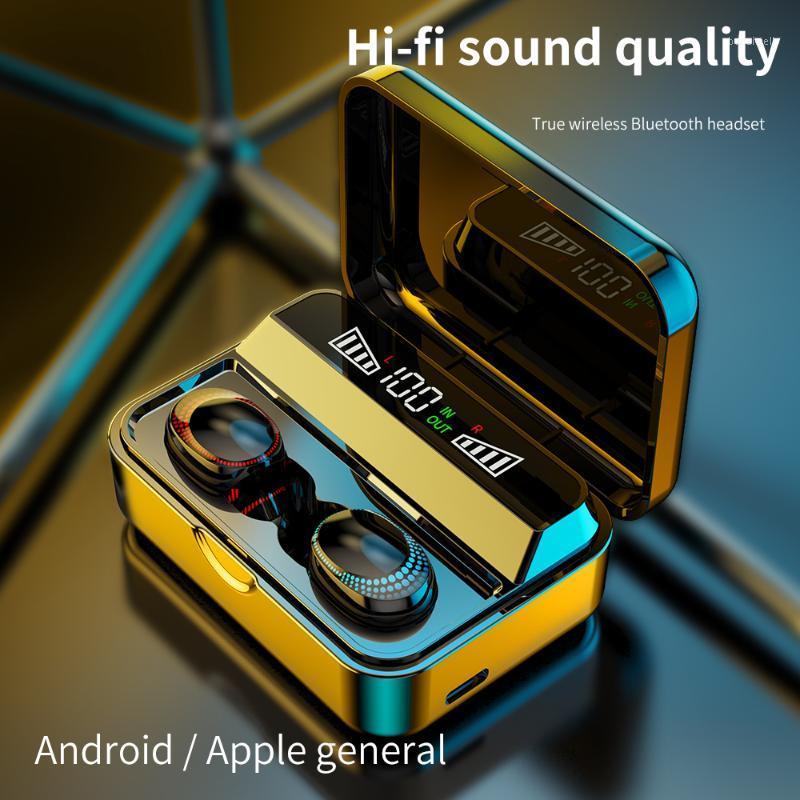 

2200mAh TWS Wireless Headphones Bluetooth V5.0 Earphones Sports Earbuds Headsets 9D Stereo Sound IPX7 Waterproof Touch Control1, Black