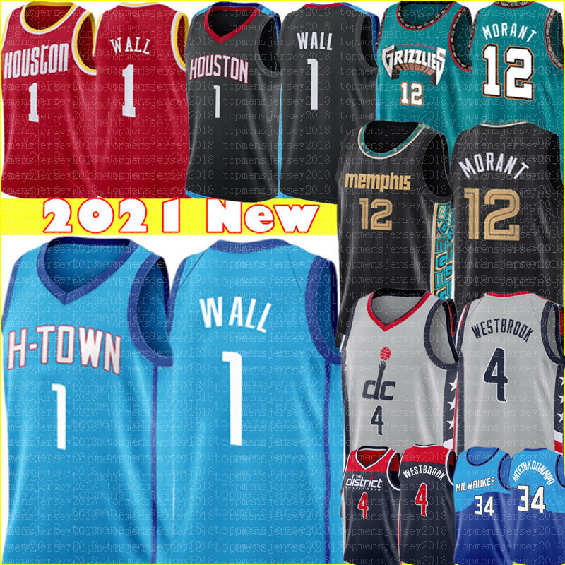 

New Wall John 1 Wall Jersey 2021 Ja 12 Morant Jersey Russell 4 Westbrook Basketball Jerseys High quality Westbrook Jersey