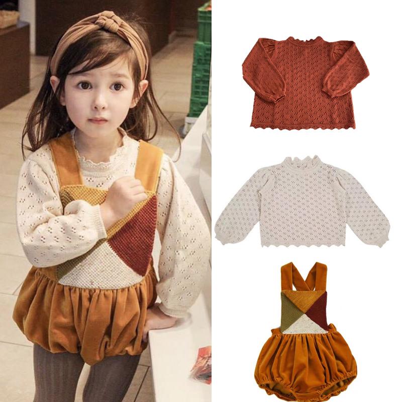 

Kids Sweater 2020 Be O Brand New Autumn Winter Girls Kint Hollow Out Princess Sweater Tops Baby Child Fashion Cotton Clothes, Milk apricot sweater