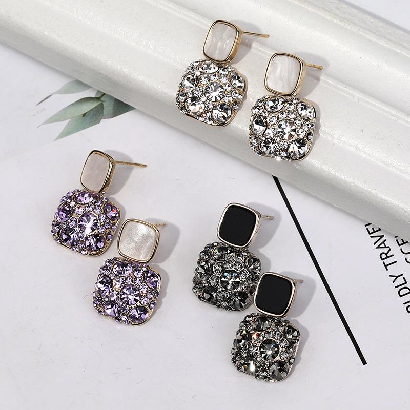 

2020 Trend Vintage Earring Lady S925 Needle Geometric Elegant Crystal Stud Earrings All-Match Sexy Eardrop Women Jewelry