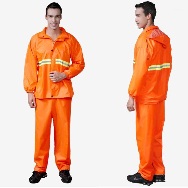

Thick Outdoor Raincoat Overalls Split Suit Orange Rain Pants Adult Reflective Bicycle Electric Motorcycle Waterproof R5C1501