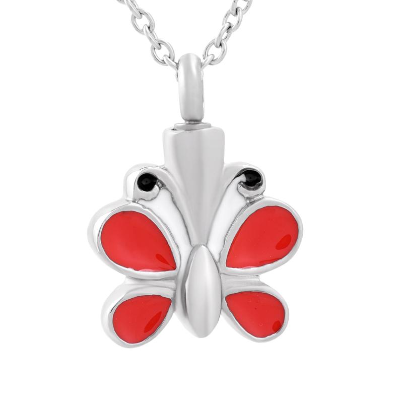 

IJD9836 Black and black butterfly shaped memorial urn ashes keepsake pendant stainless steel cremation necklace jewelry for ash