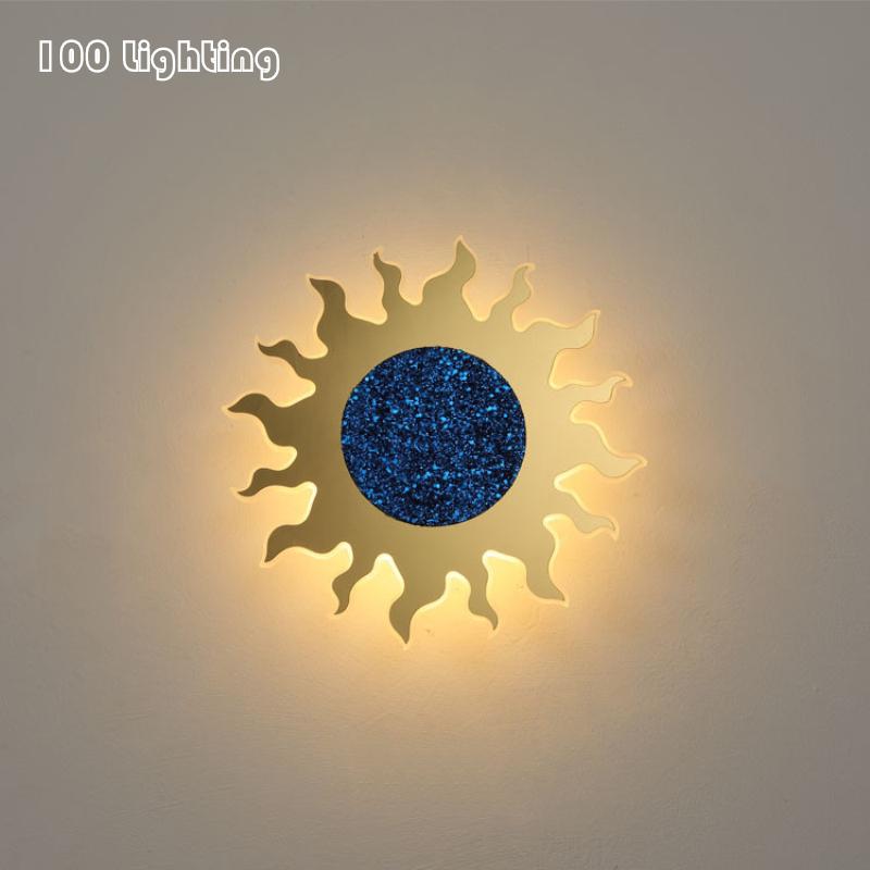 

Modern Sun shape LED Wall Light Home Decoration Lighting Fixtures Parlor Bedroom Wall Sconce Gold Blue Corridor lamp